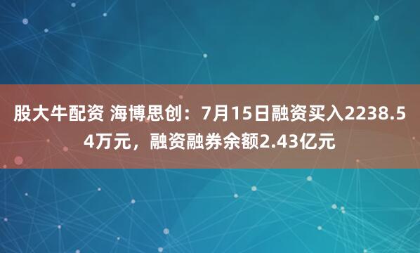 股大牛配资 海博思创：7月15日融资买入2238.54万元，融资融券余额2.43亿元