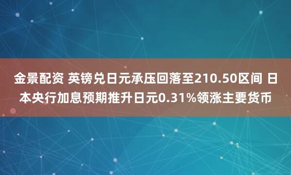 金景配资 英镑兑日元承压回落至210.50区间 日本央行加息预期推升日元0.31%领涨主要货币
